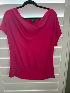 INC International Concepts Hot Pink Draped Cowl Neck Top